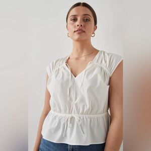 Rails White Tie Front Peplum Blouse